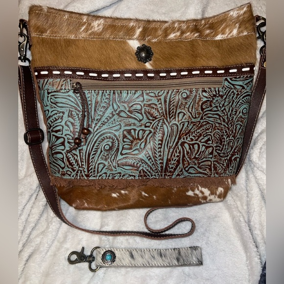 Myra Bag Handbags - Myra Delphine canvas crossbody bag turquoise detail